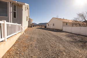 View of yard with a mountain view