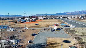 Drone / aerial view of a mountainous background