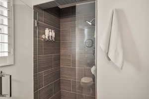 Bathroom with a tile shower