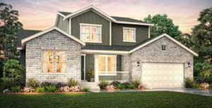 Craftsman house with covered porch, driveway, a lawn, and an attached garage