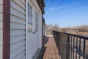 Wooden deck with a mountain view