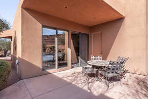 View of patio with outdoor dining space