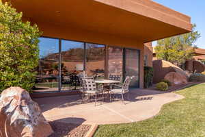 View of patio featuring outdoor dining area