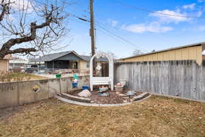 View of fenced backyard