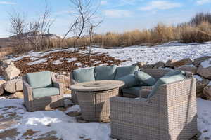 View of snow covered patio
