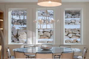 Dining room featuring a chandelier