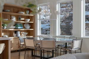 Dining room featuring a chandelier and plenty of natural light