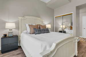 Primary bedroom with several large closets