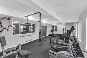 Well equipped gym with abundant natural light