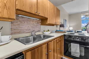 Enjoy natural light and views of the grounds while you cook