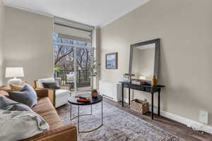 Living room with large sliding door