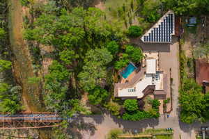 Aerial View – Riverside Property & Mature Trees