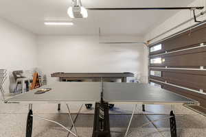 2 car garage/rec room with epoxy floors