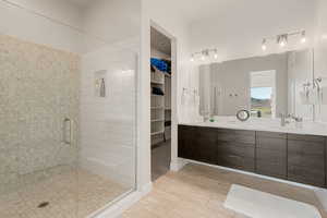 Primary bathroom with walk in closet