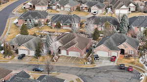 Aerial perspective of suburban area