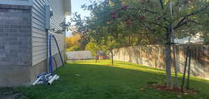 View of fenced backyard