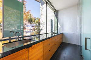 Balcony featuring a sink