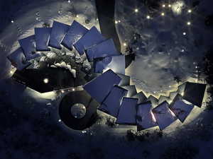 Aerial view at twilight