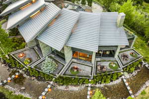 View of home's exterior featuring a metal roof