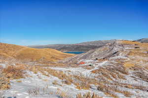 Mountain view with a nearby body of water