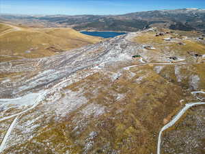Drone / aerial view of a water and mountain view