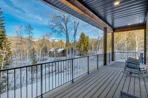 View of snow covered deck