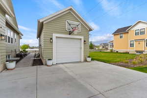 Garage with driveway