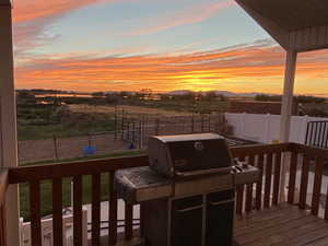 View of deck at dusk