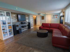 Living area featuring wood finished floors