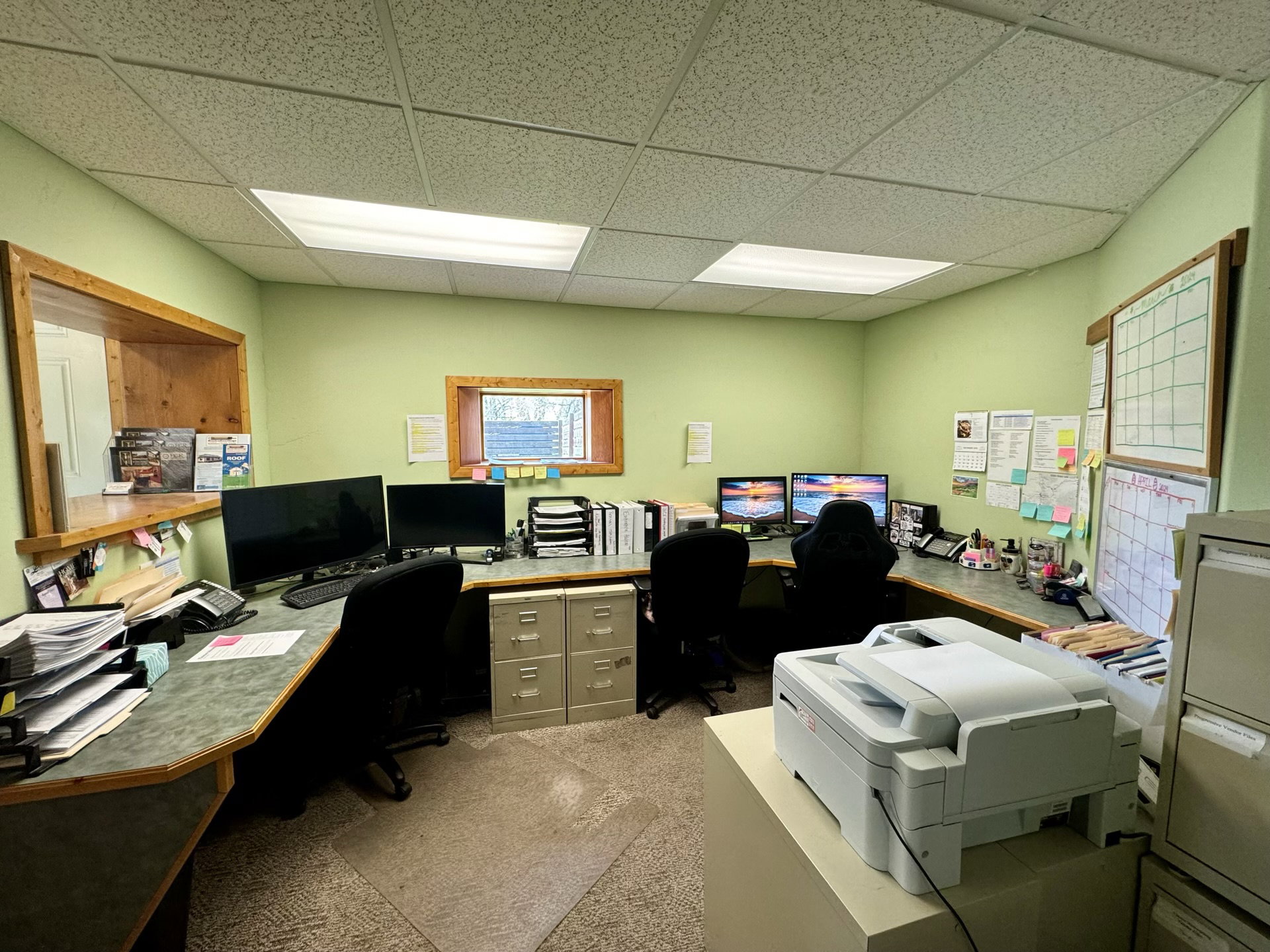 Office with a drop ceiling