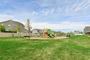 Community jungle gym featuring a residential view
