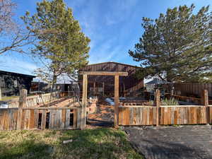 garden area with fruit trees.