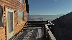 Wooden terrace with a mountain view