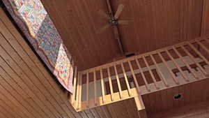 Detailed view of a ceiling fan