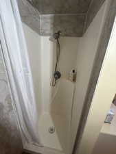 Bathroom view of a shower stall