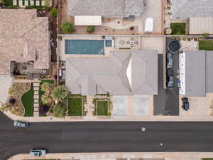 Drone / aerial view of a pool area