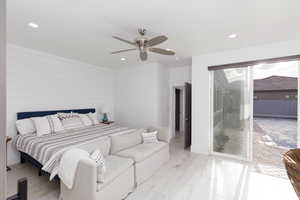 Bedroom featuring recessed lighting and a ceiling fan