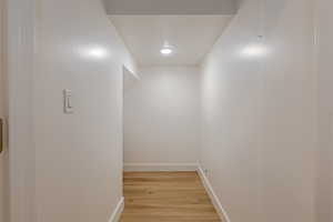 Walk in closet featuring light wood-style flooring