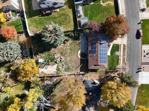 Aerial perspective of suburban area