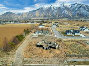 View of mountain background featuring nearby suburban area