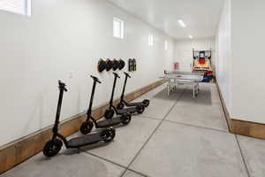 Playroom with concrete floors