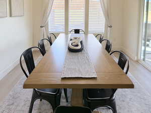 Dining area featuring light wood-type flooring
