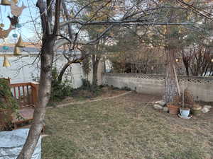 View of fenced backyard