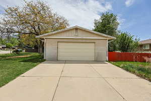 View of detached garage