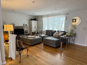 Living area featuring light wood finished floors