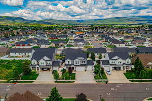 Aerial view of a mountainous background