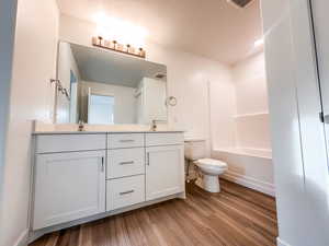 Primary bathroom with double vanity sinks