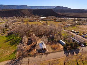 Drone / aerial view of a mountainous background