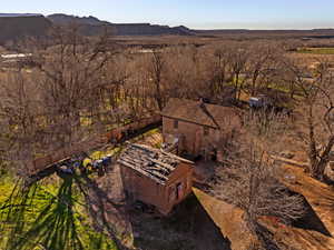 View from above of property with a mountainous background