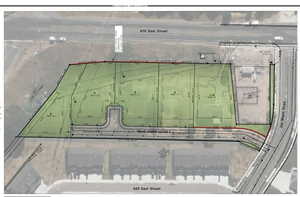 Rendering of proposed plan to subdivide the existing property into five separate residential parcels.